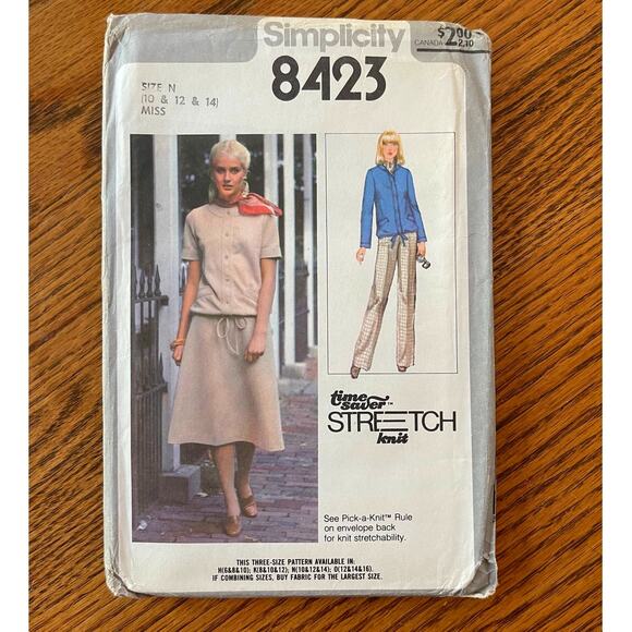 Vintage Dresses & Skirts - UNCUT Vintage 1970s Simplicity 8423 Sewing Pattern Size S/M Jacket Skirt Pants
